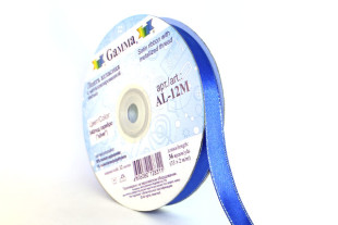 Лента атласная 12 мм двухстор. с металл. нитью "Gamma" №040василёк/серебро