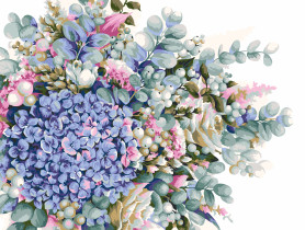 " ФРЕЯ" PNB/ PM- 074 Набор для раскрашивания по номерам 40 х 30 см " Акварельный букет с гортензией" 